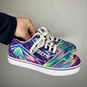 Heelys Kids Roller Shoes Sneakers Purple Swirl Print Lace Up Wheels Size Youth 6